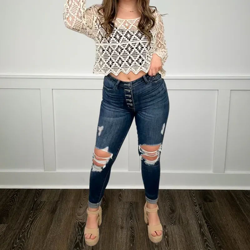 🎁 Hot Sale 49% OFF 🔥Women's High-Waisted Cutout Denim Jeans