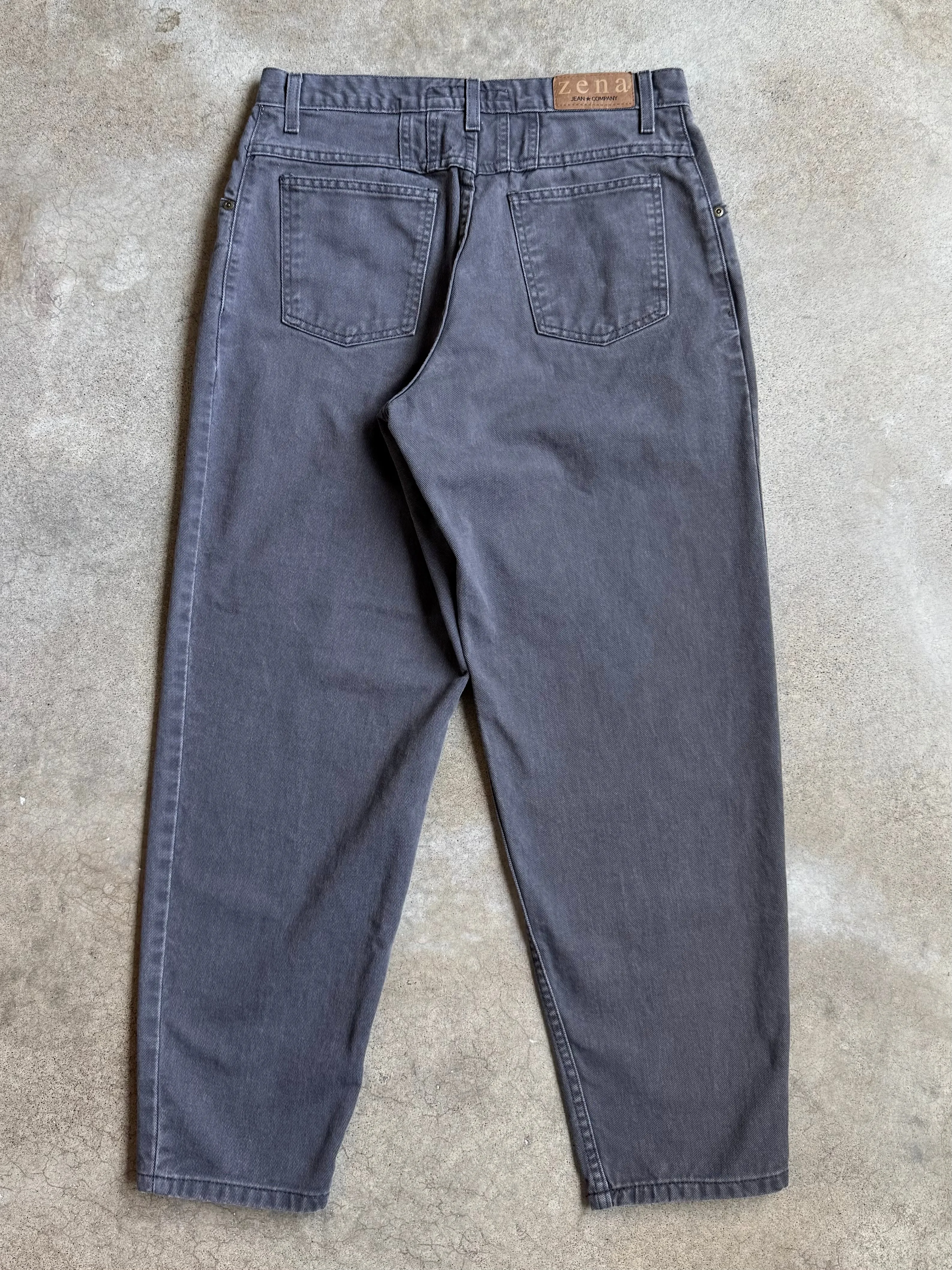 90s Vintage Zena Grey High-Waisted Tapered Jeans (W32”)