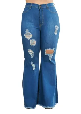 Aaaaa Fashion - Women's Riled Up Flare Jeans - Plus