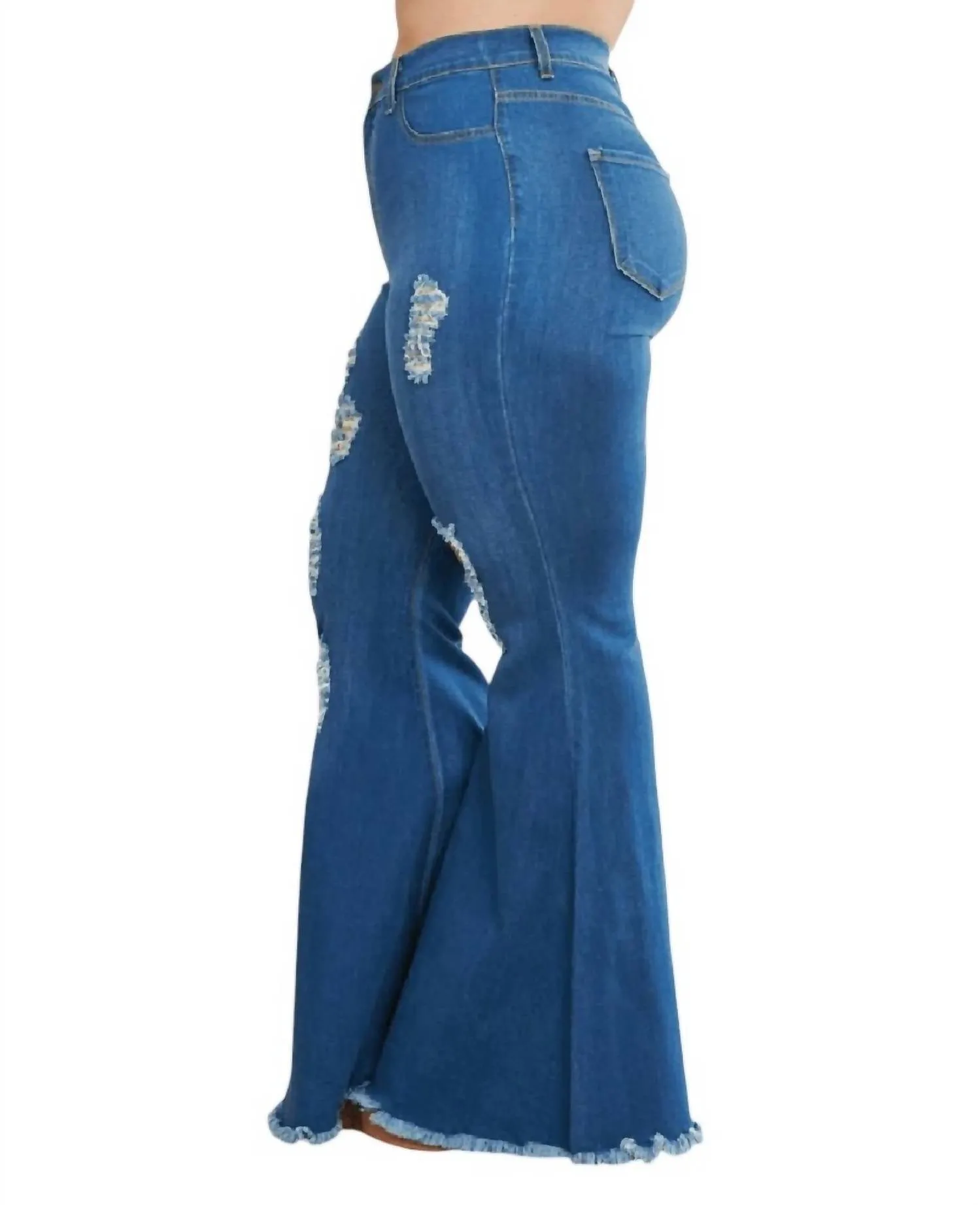Aaaaa Fashion - Women's Riled Up Flare Jeans - Plus