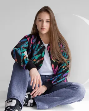 Abstract Print Bomber Jacket
