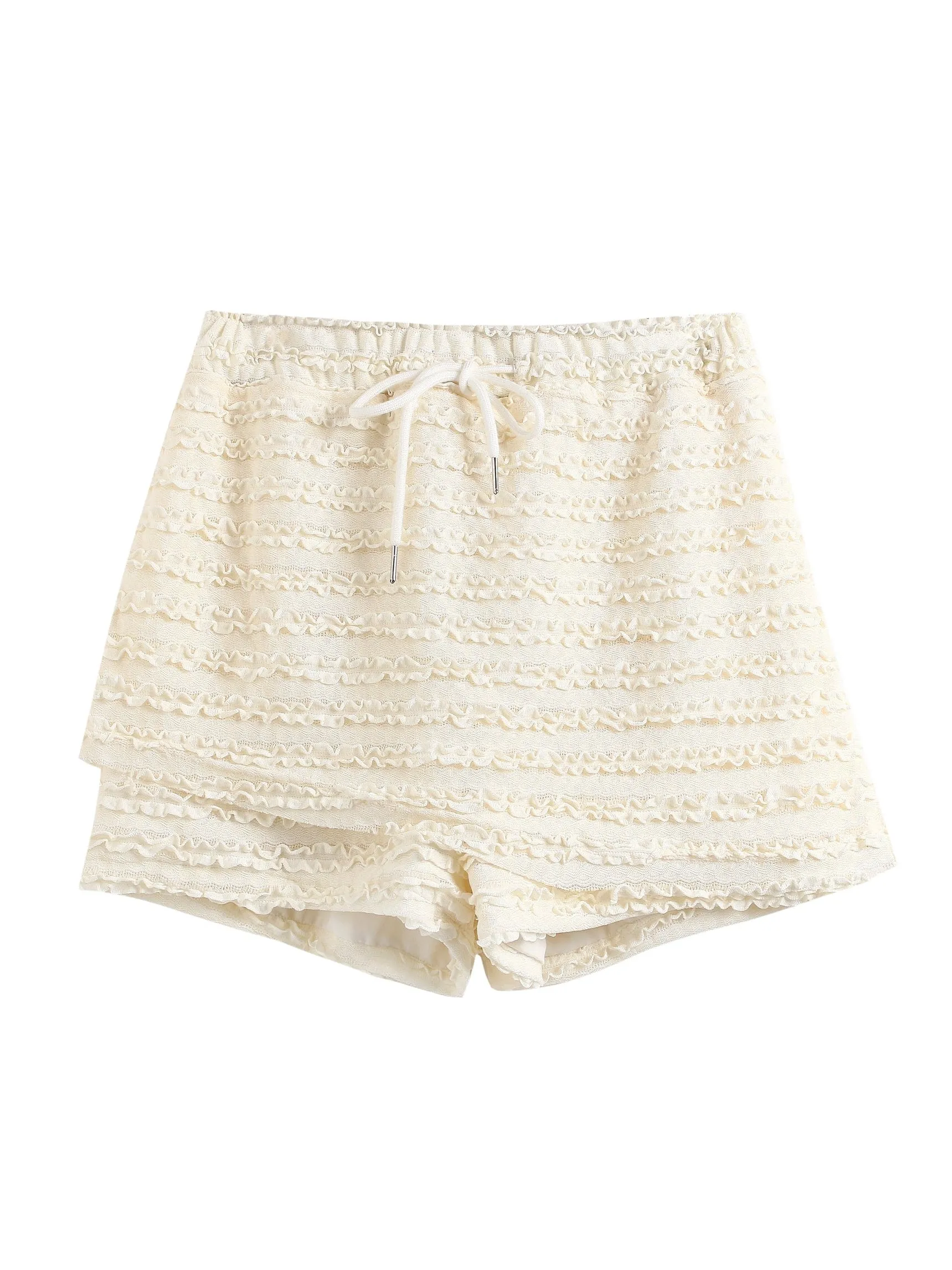 Bandage Puff Sleeve Short Top & Culottes