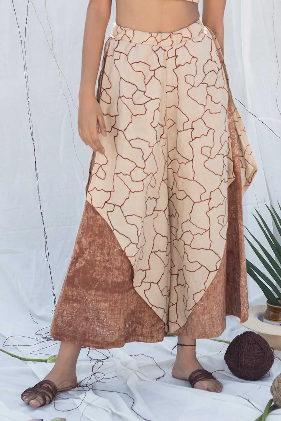 Beige Mitti Ambar Layered Culottes