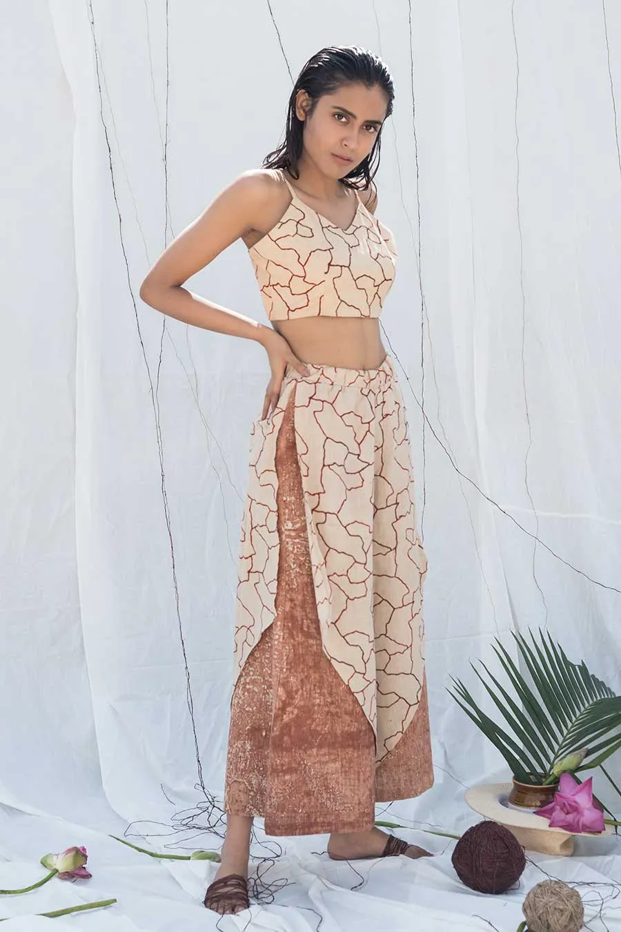 Beige Mitti Ambar Layered Culottes