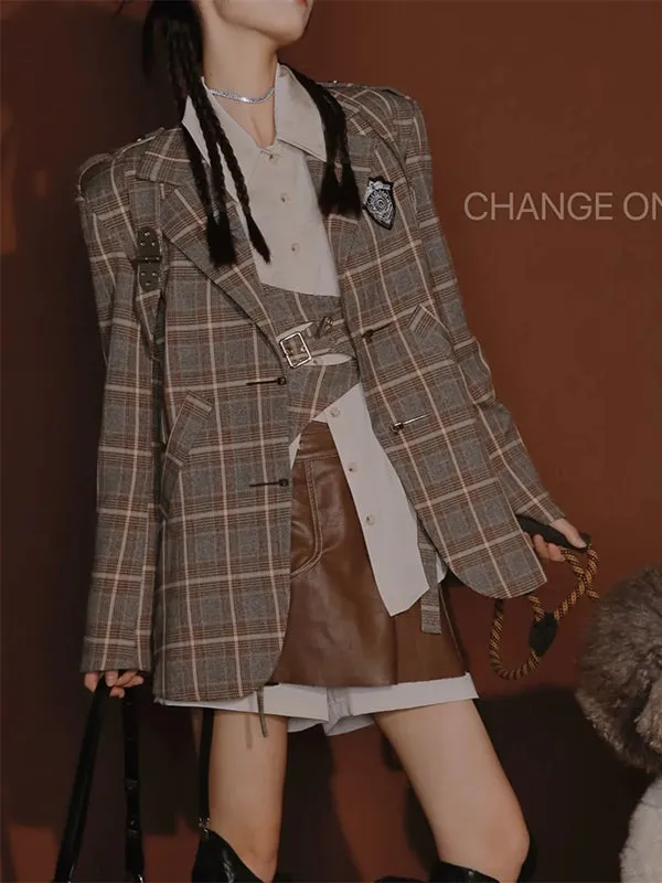 British Style Suit Jacket  & Shirt & Culottes