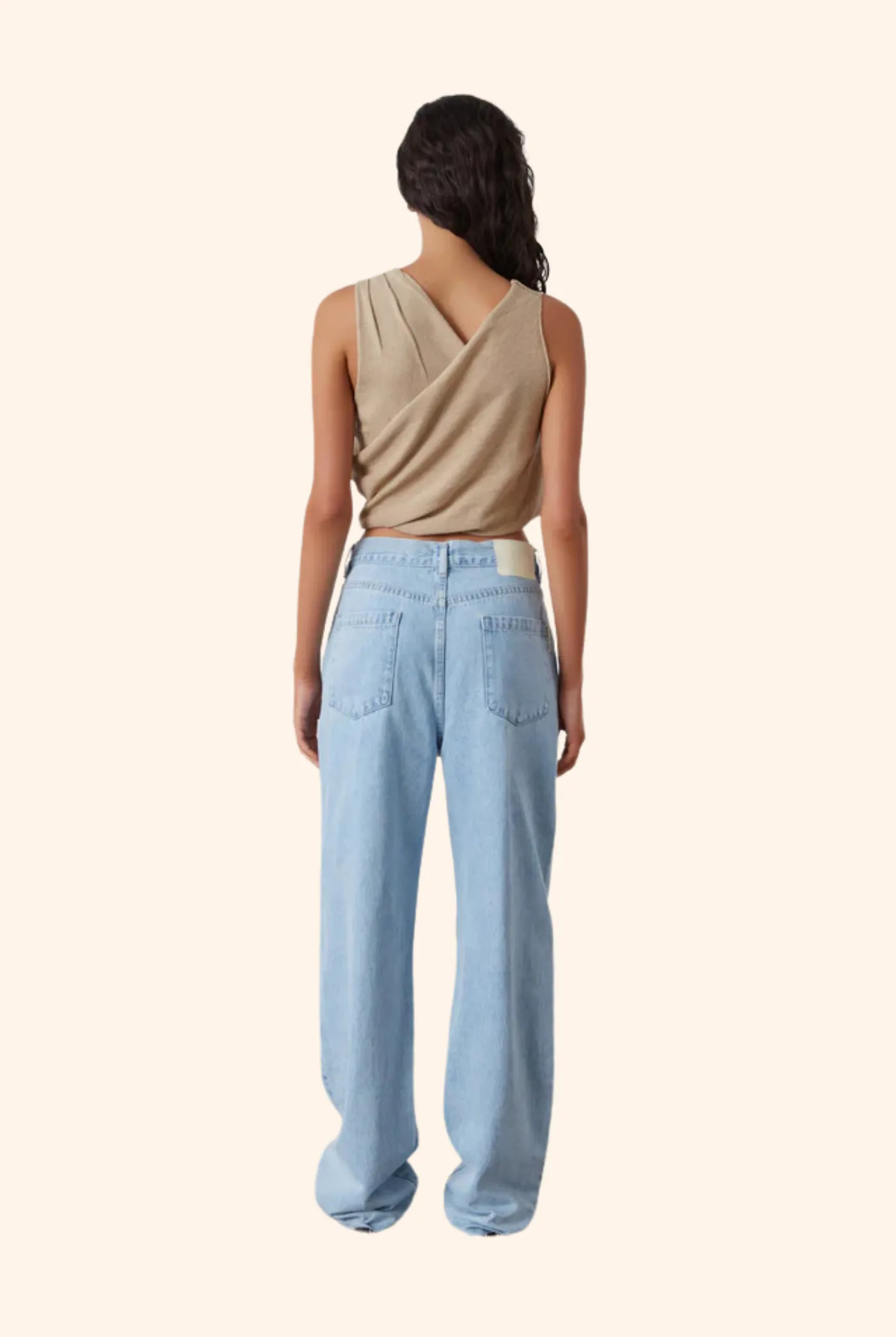 Camel Linen Blend Knit Top