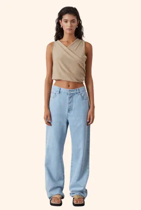 Camel Linen Blend Knit Top