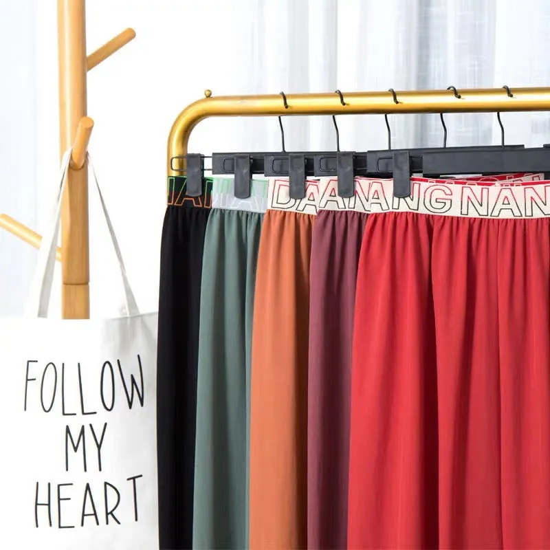 Cooling High Waist Drape Summer Thin Loose Jogger Sporty Silk Wide Leg Lantern Pants