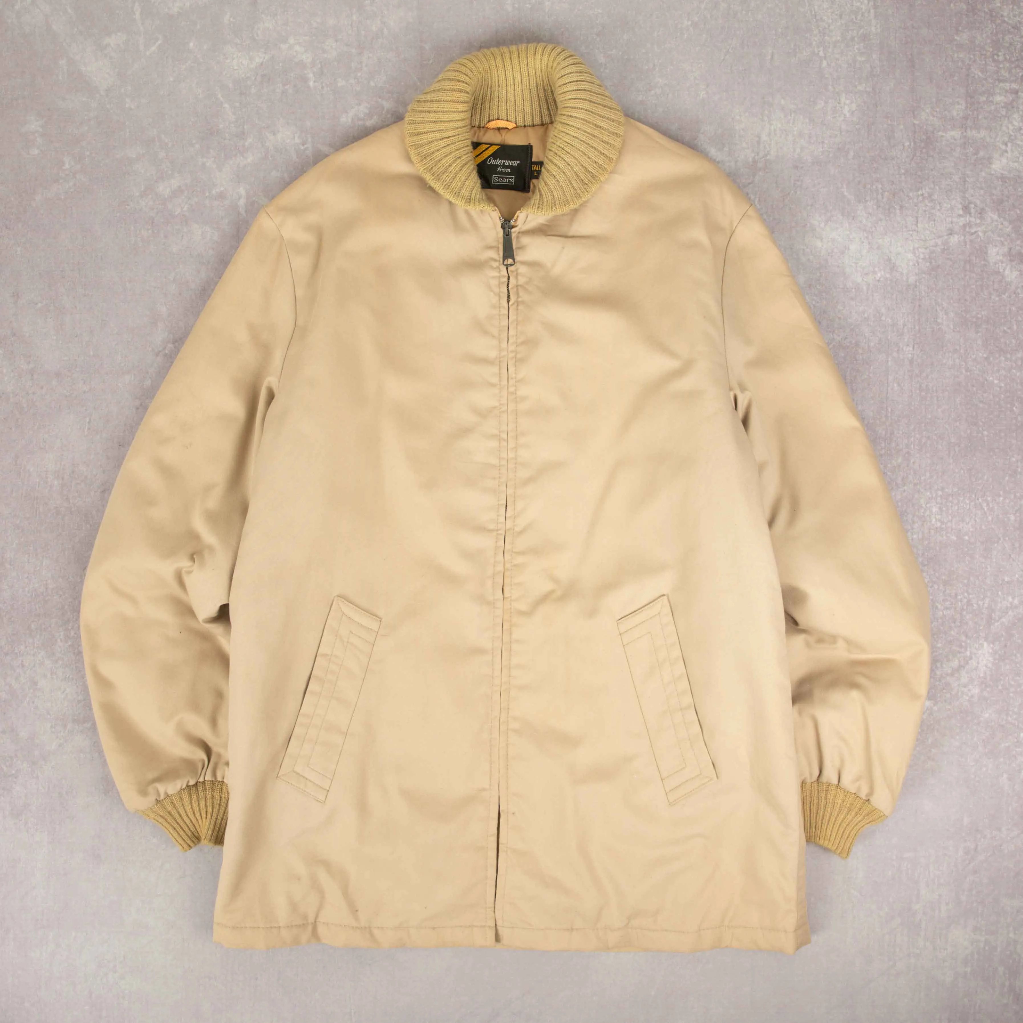 MEN'S VINTAGE 1980S SEARS FULL ZIP BOMBER JACKET - LARGE