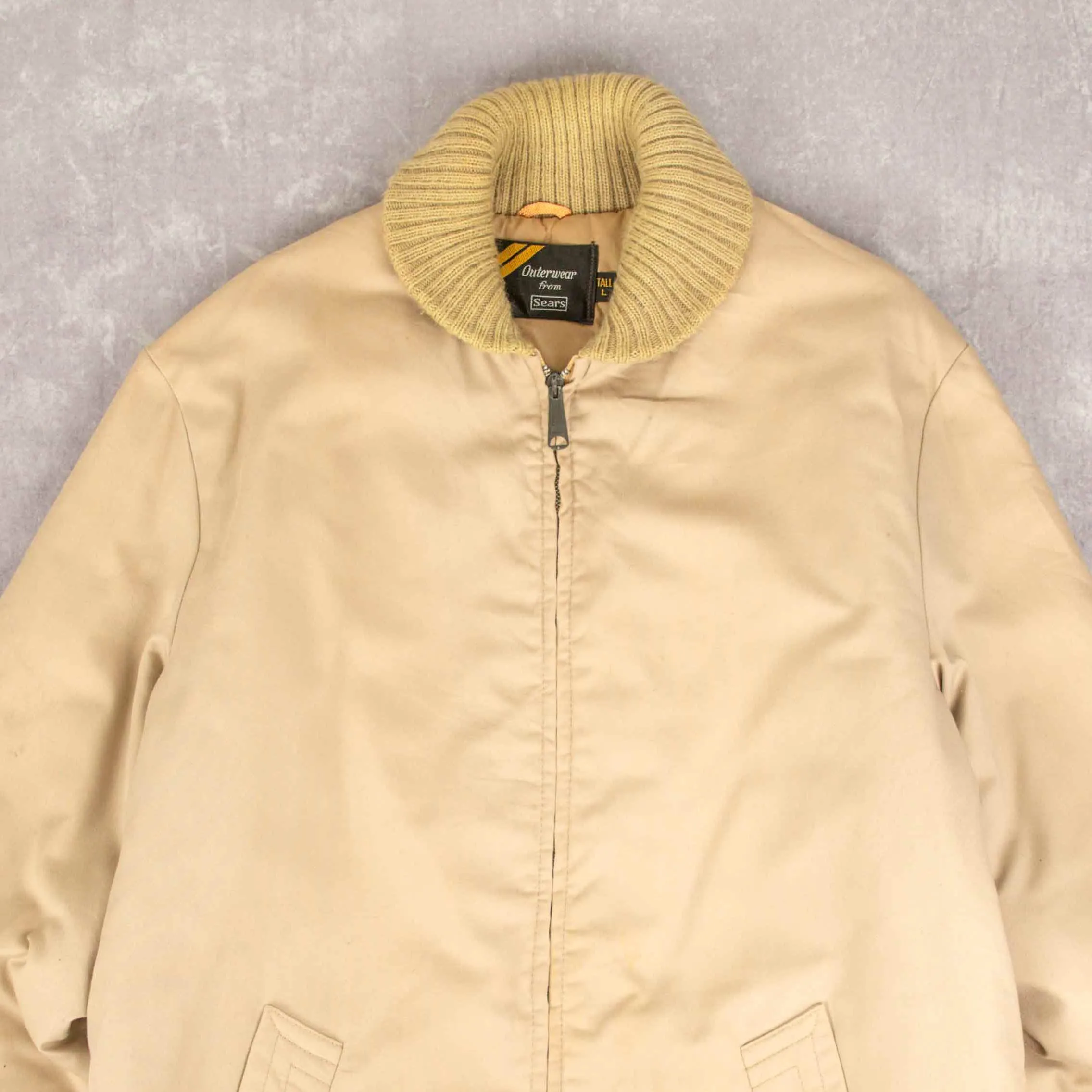 MEN'S VINTAGE 1980S SEARS FULL ZIP BOMBER JACKET - LARGE