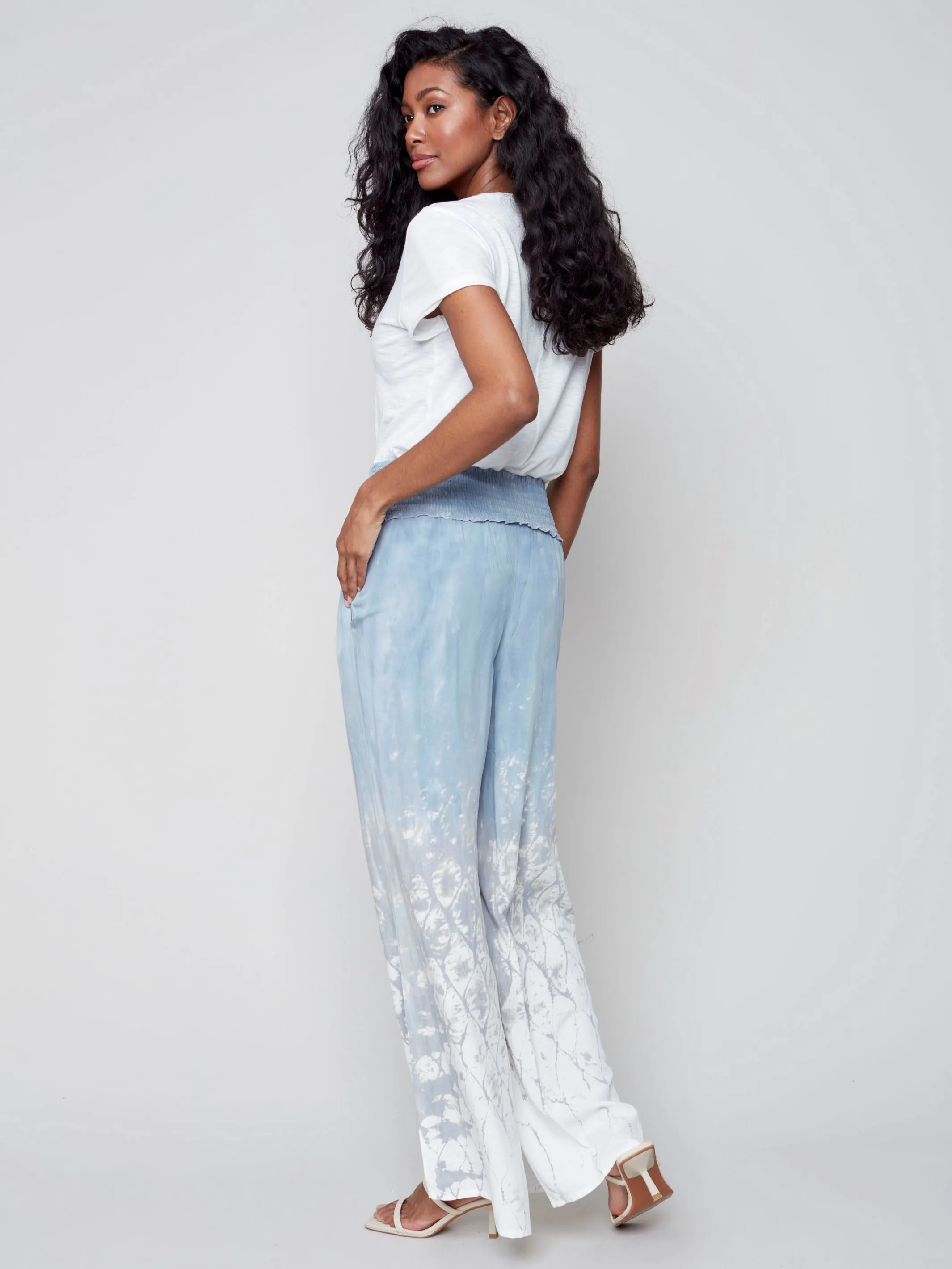 Ombré Tie-Dye Palazzo Pants - Cerulean