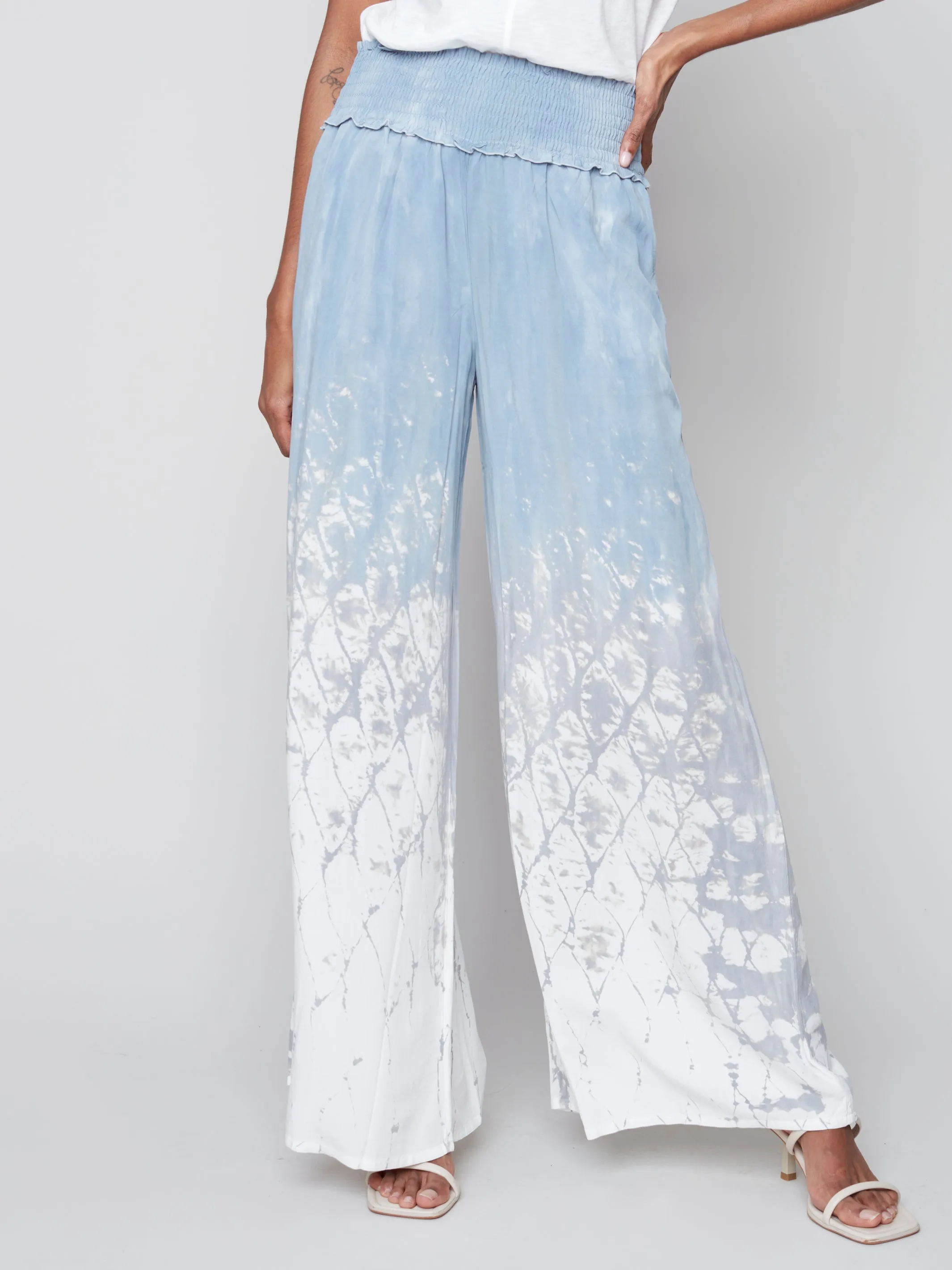 Ombré Tie-Dye Palazzo Pants - Cerulean