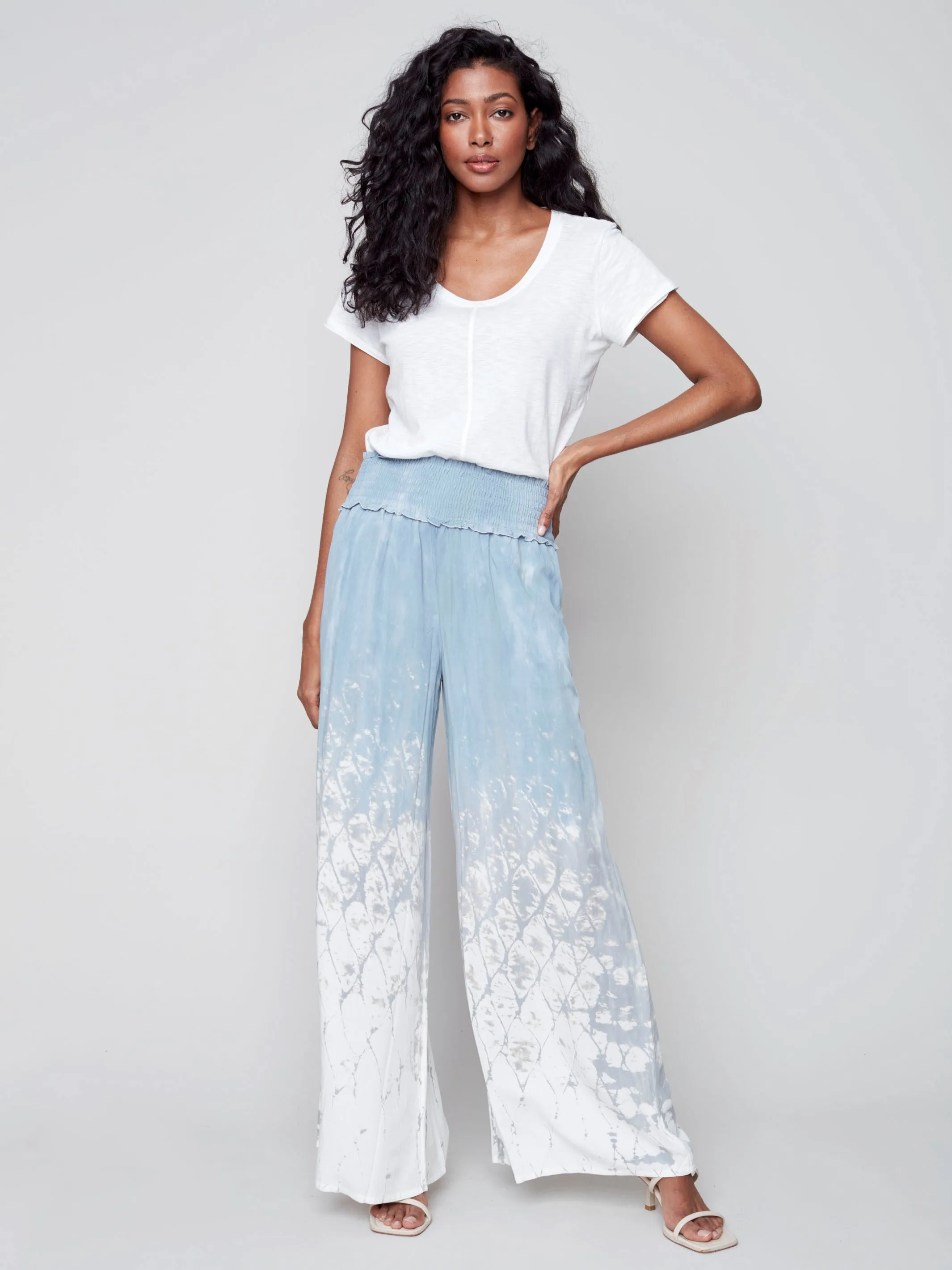 Ombré Tie-Dye Palazzo Pants - Cerulean