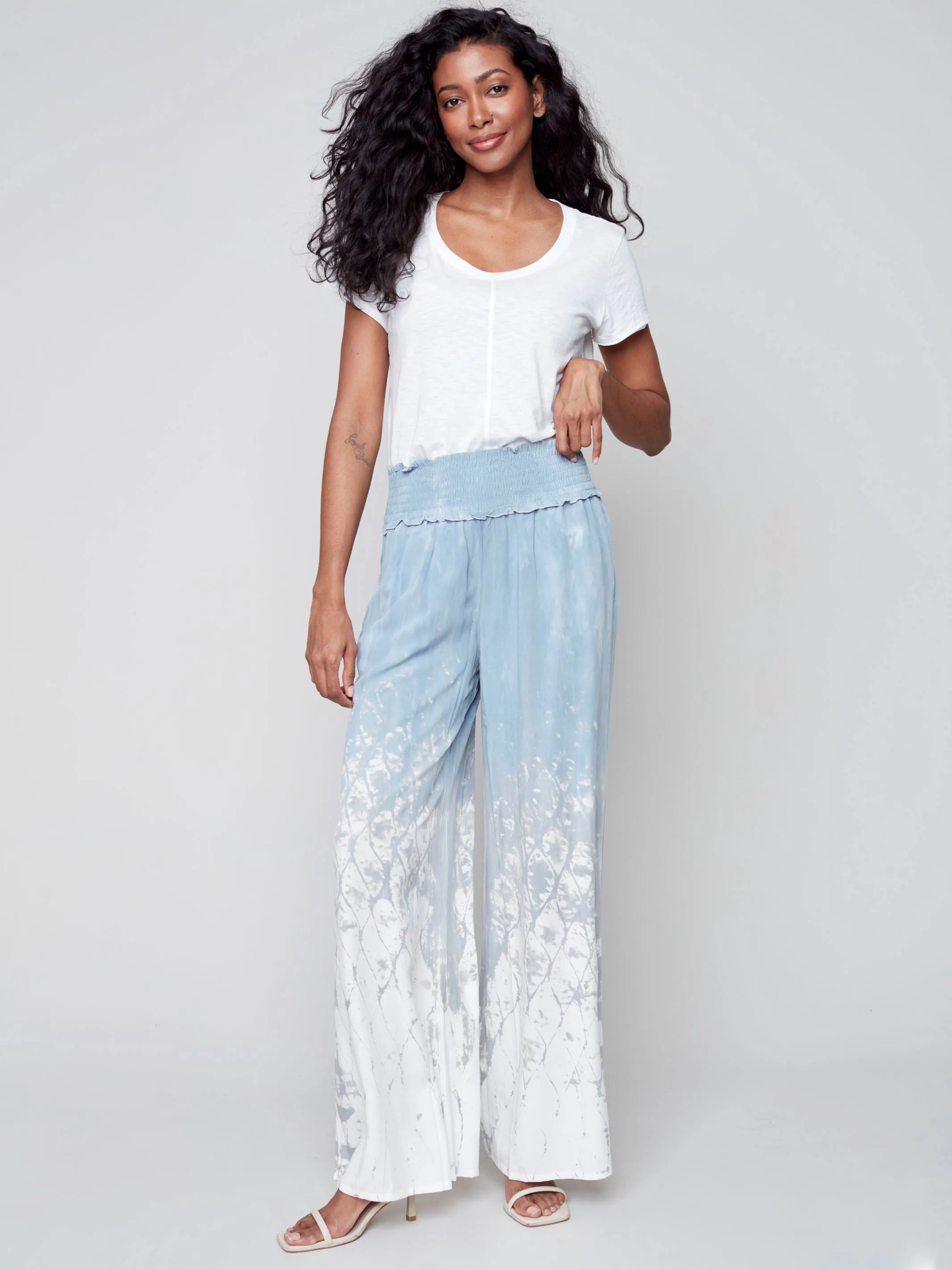 Ombré Tie-Dye Palazzo Pants - Cerulean
