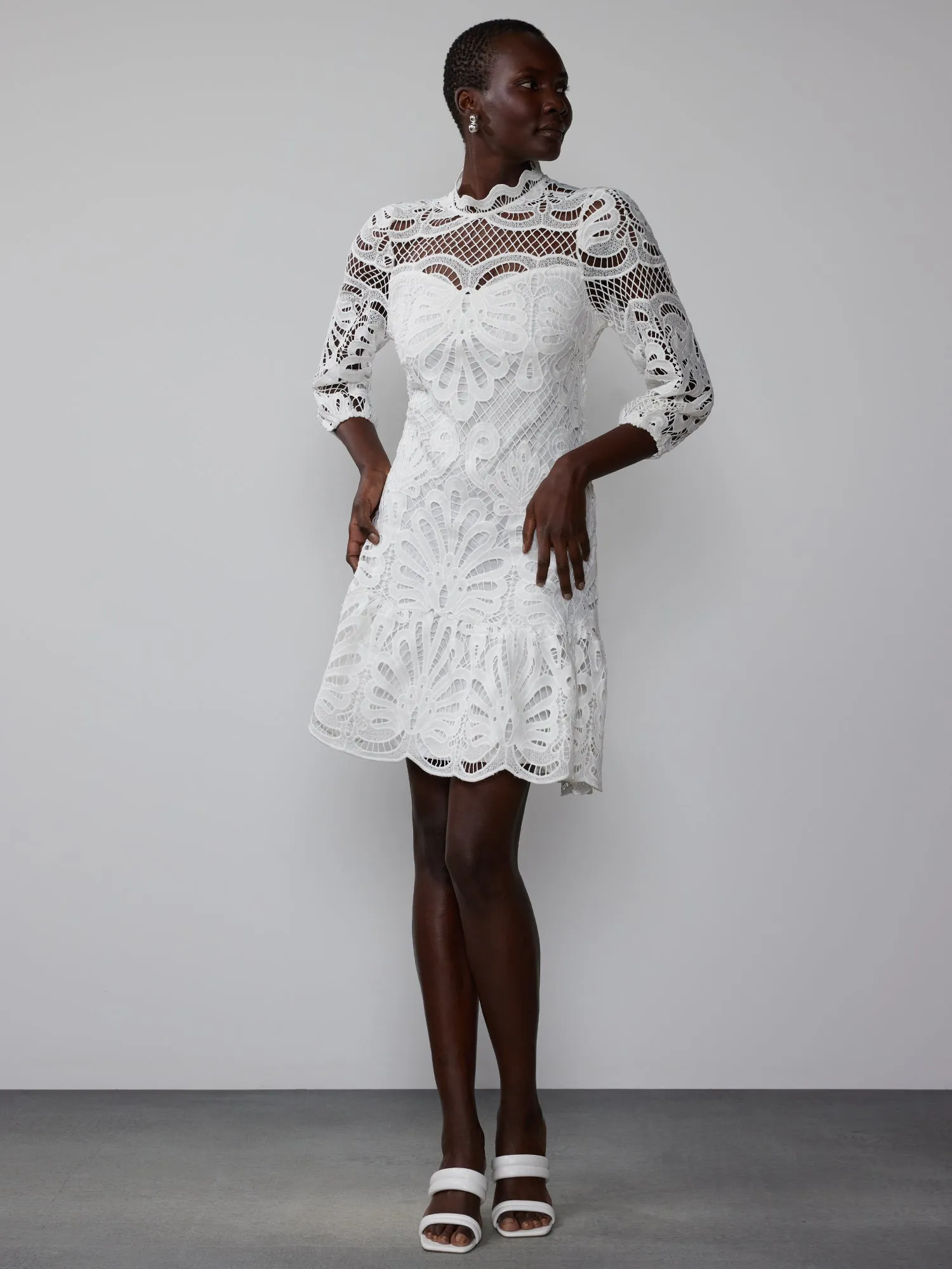 Open Lace Shift Dress
