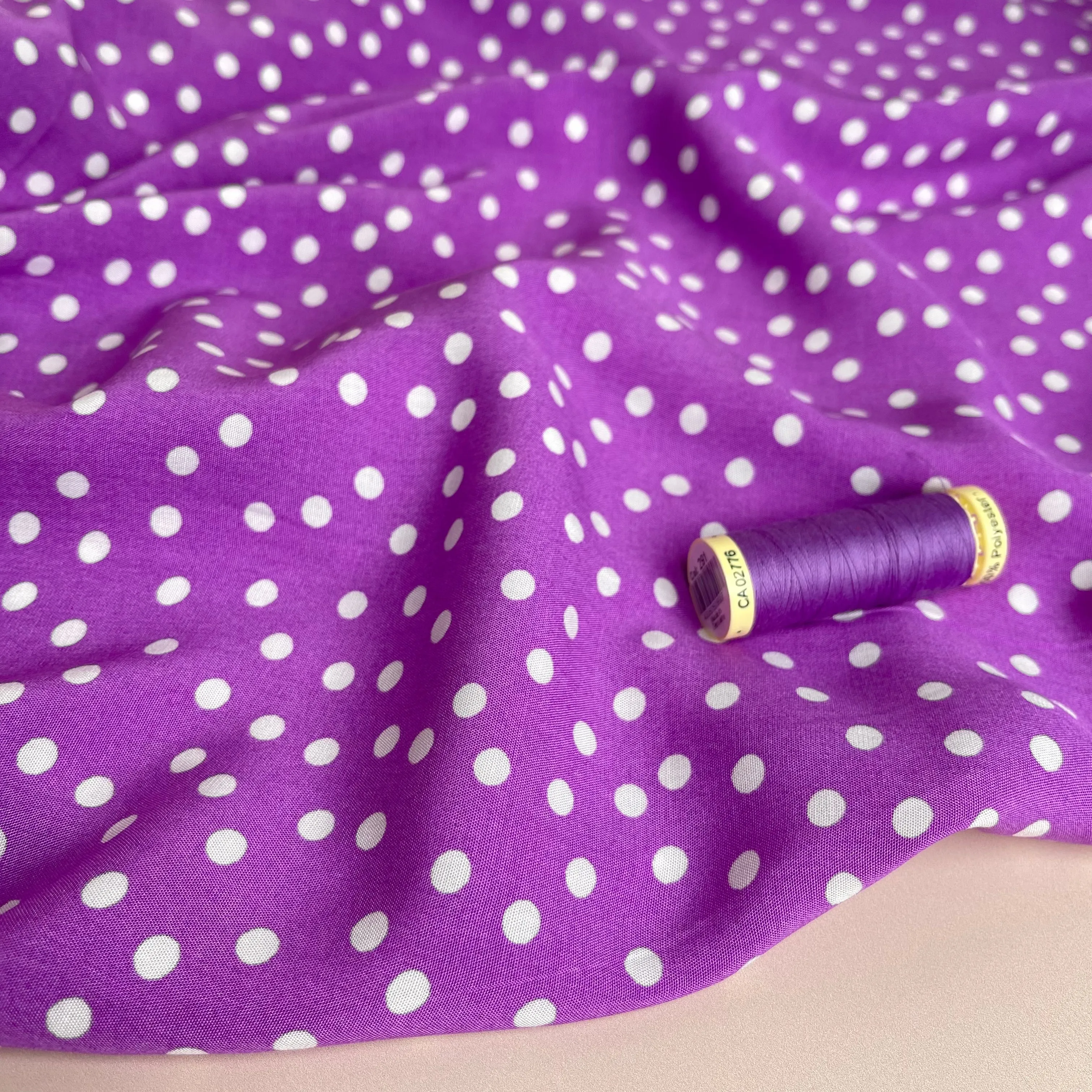 Polka Dot in Violet Viscose Fabric