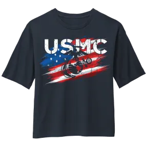 STENCIL FLAG Ladies USMC Boxy T-Shirt