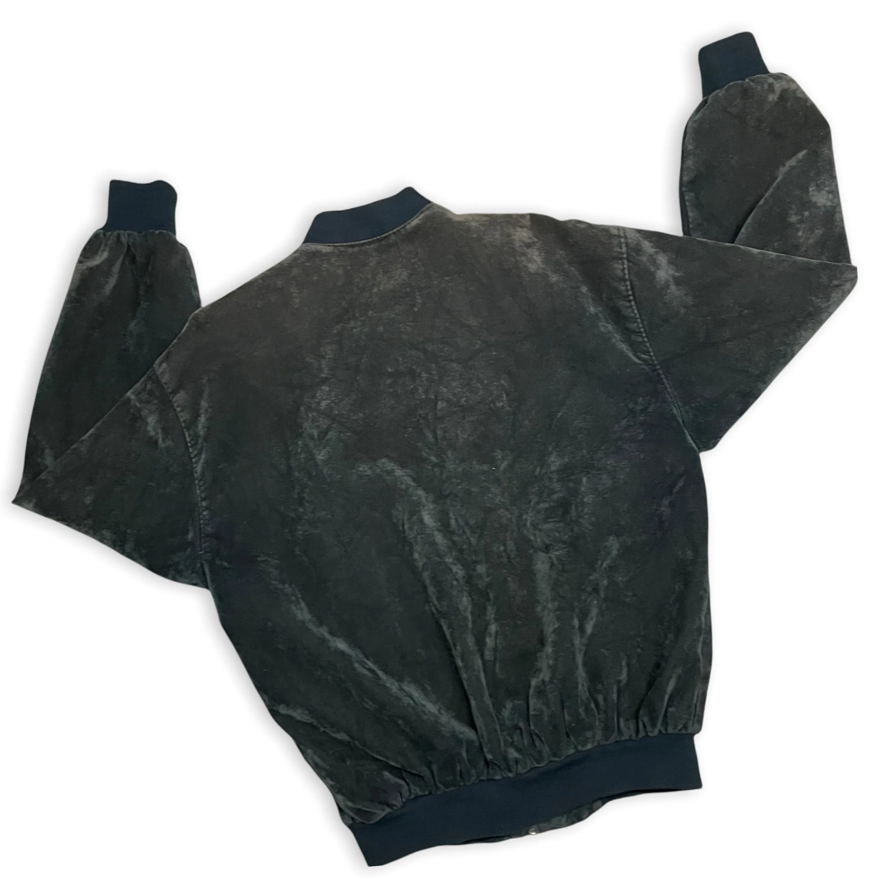 VINTAGE : GREEN VELVET BOMBER JACKET : M