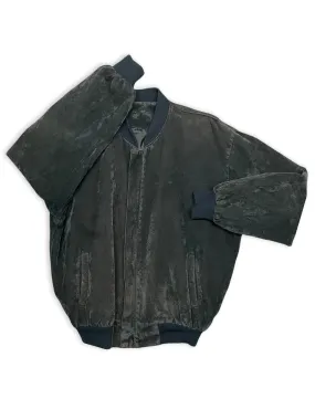 VINTAGE : GREEN VELVET BOMBER JACKET : M